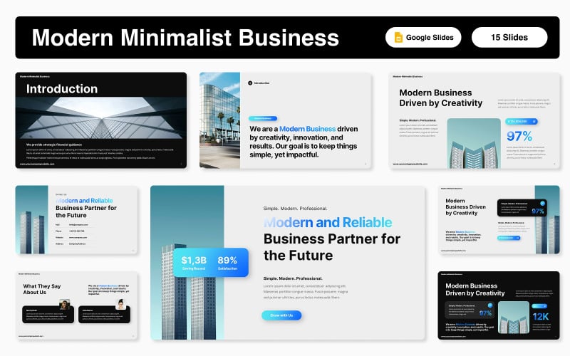 Modello di presentazione aziendale minimalista moderno e sfumato di Google