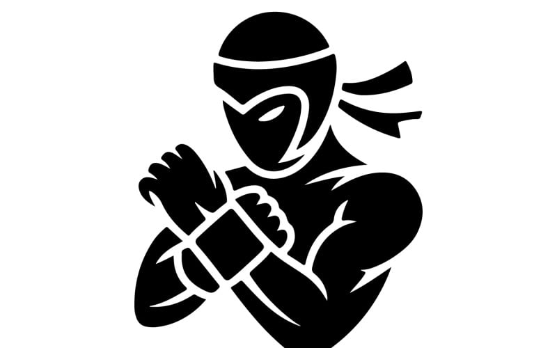 Ein Vektorlogo-Design eines thailändischen Kämpfers in traditioneller Kampfkunst