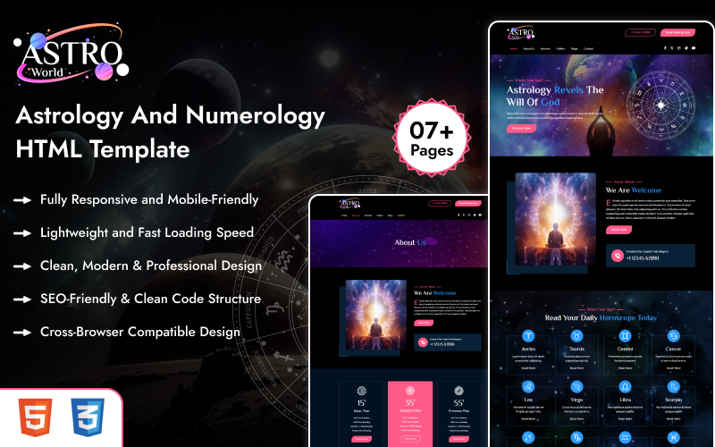 Astro World - Modèle HTML d'astrologie et de numérologie