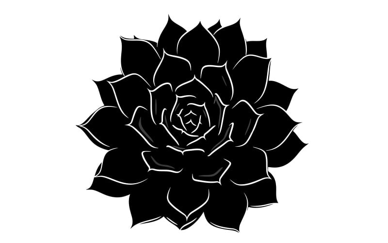 Gotisch tribaal embleem van een zwarte roos met scherpe, hoekige bloemblaadjes, geïsoleerd op een witte achtergrond.