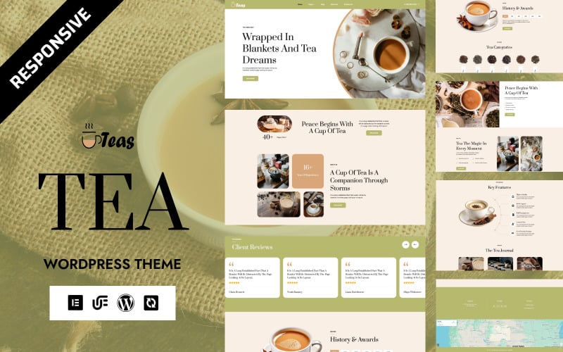 Herbaty - Organiczna herbata, zielona herbata i napary ziołowe Motyw WordPress Elementor