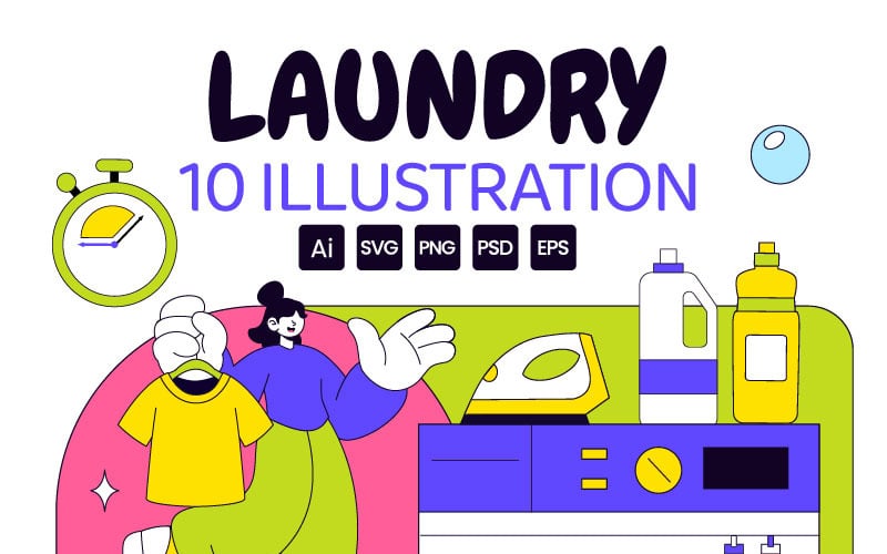 10. Vektorillustration für Waschküchen