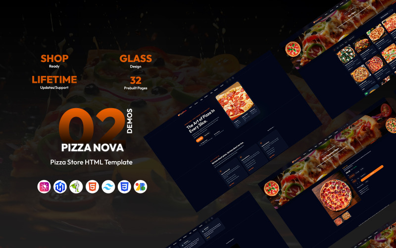 PizzaNova – Modèle HTML moderne pour pizzeria et restaurant (Tailwind CSS)