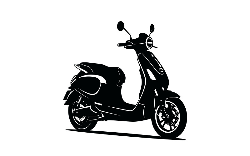 Scooter électrique noir moderne avec rangement et rétroviseurs latéraux, isolé sur fond blanc