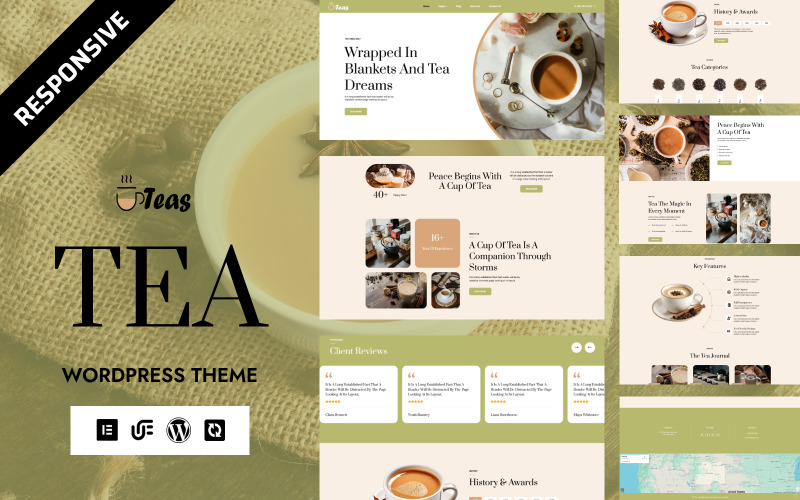 Thés - Thé bio, thé vert et infusions - Thème WordPress Elementor