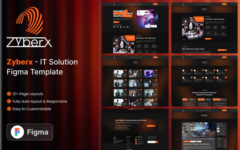 Zyberx - IT-oplossing Figma-sjabloon