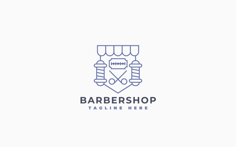 Barbershop-logotyp minimalistisk malldesign