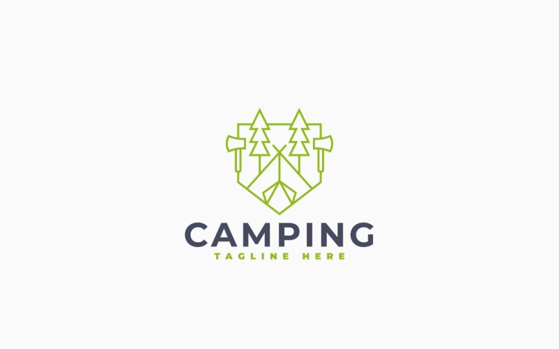 Modèle minimaliste de logo pour aventure de camping