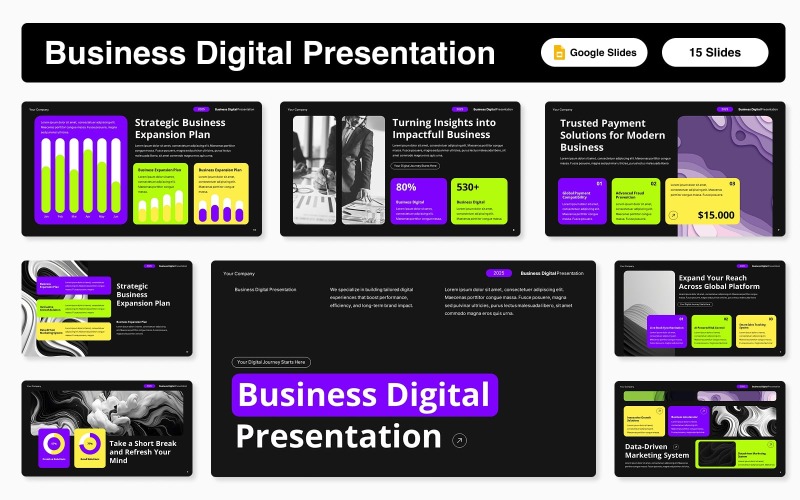 Modelo de Apresentação Digital Empresarial para Google Slides