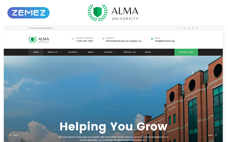 ALMA - Mehrseitige HTML-Website-Vorlage der Universität