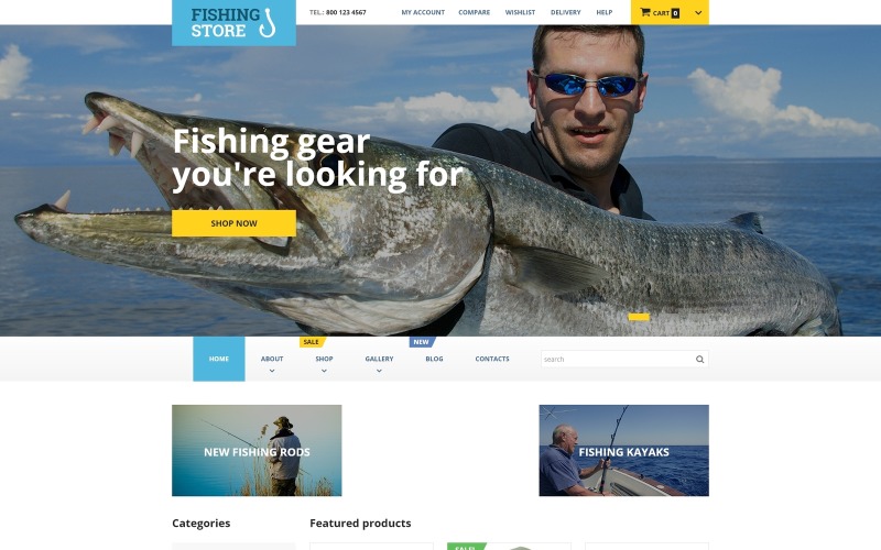 Fishing Online Store Theme TemplateMonster