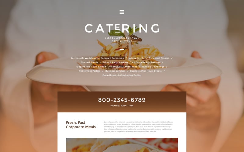 Modello di sito Web di soluzioni di ristorazione