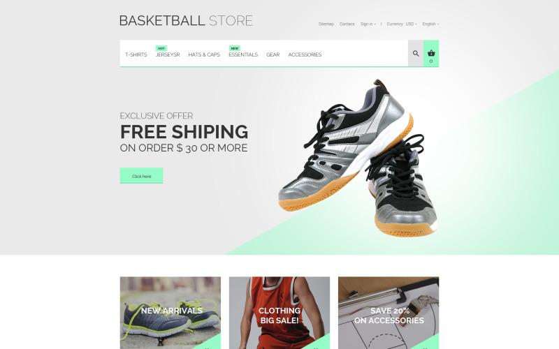PrestaShop-thema voor basketbaluniform