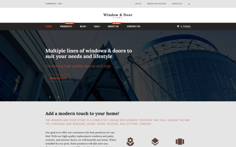 Windows and Doors Store Shopify-tema