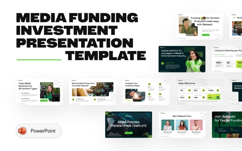 Balbadd – Mall för PowerPoint-presentation om moderna investeringar och mediefinansiering