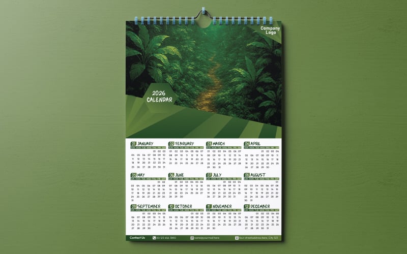 Jahreswandkalender 2026 mit üppigem Waldmotiv