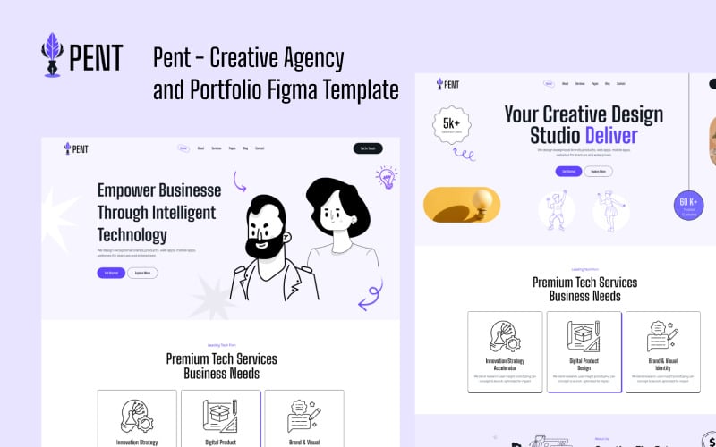 Pent - Шаблон Figma для креативного агентства и портфолио