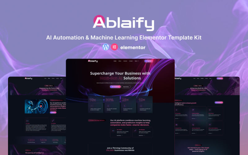 Ablaify – Elementor-sjabloonpakket voor AI-automatisering en machine learning