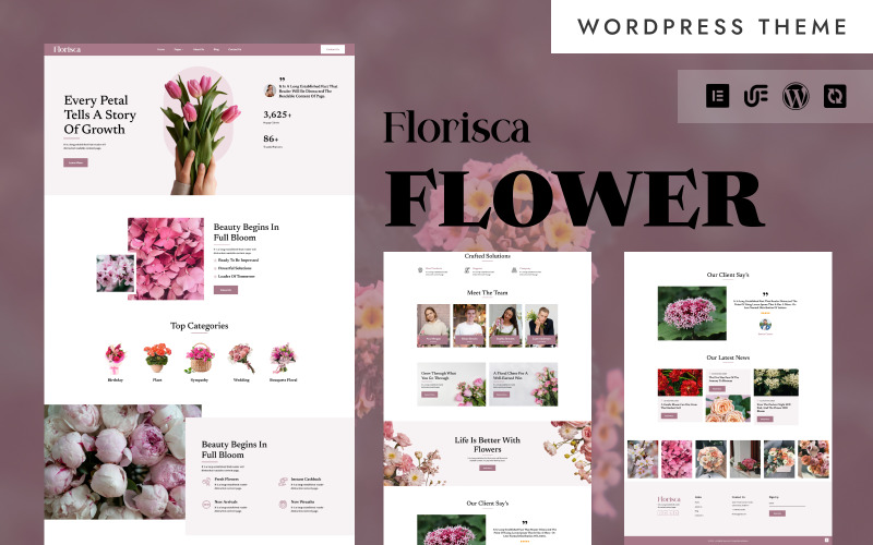 Florisca - Planten, bloemen, seizoensboeketten en decoratie WordPress Elementor-thema