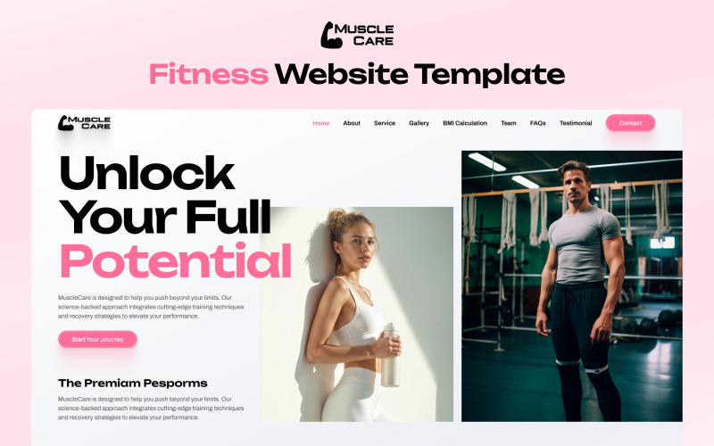 Musclecare – Modelo Elementor de uma página para academia e fitness