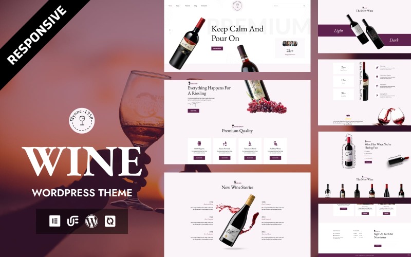 Wynne - Modèle WordPress Elementor pour une marque de vins de luxe et une expérience viticole