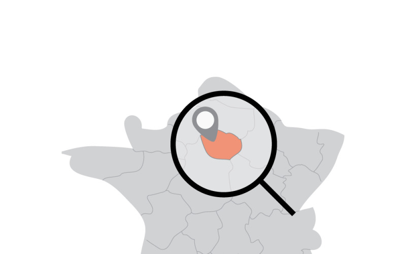 Modèle de carte détaillée de la France avec loupe