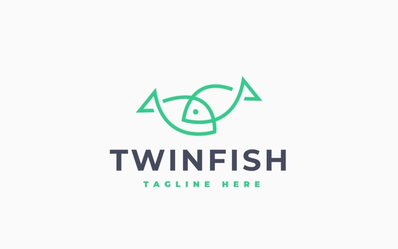 Modèle minimaliste de logo Twin Fish