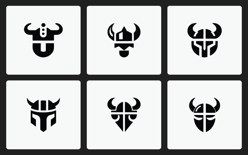 Logos minimalistes de guerriers vikings