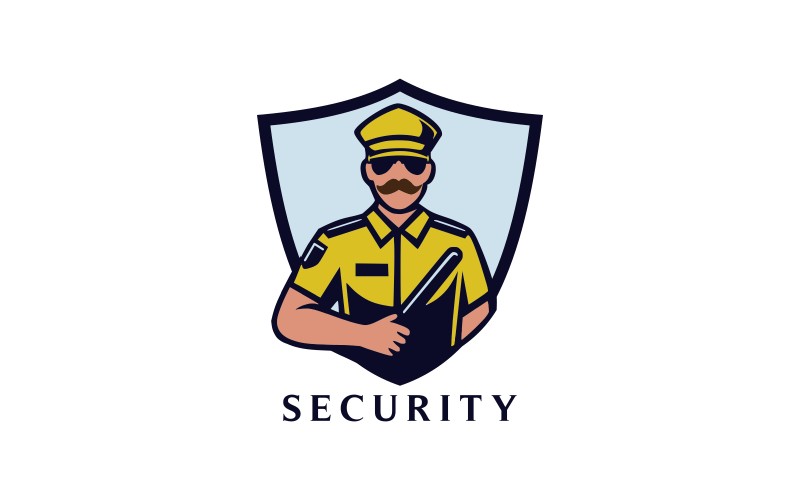 Logo creativo con simbolo distintivo di guardia di sicurezza