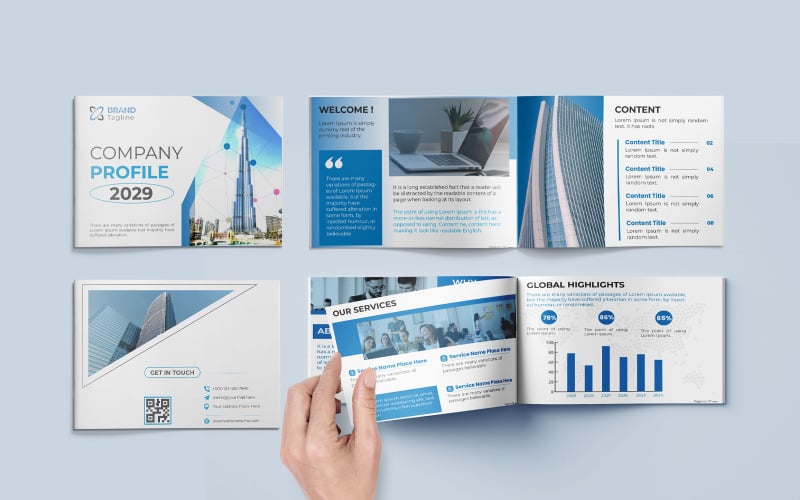 Modèle de brochure moderne au format paysage pour profil d'entreprise