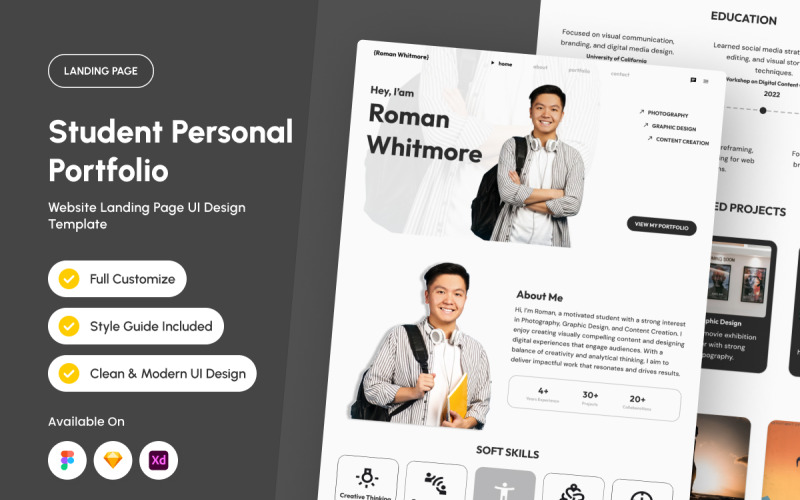 Roman - Student Personlig Portfolio Landningssida