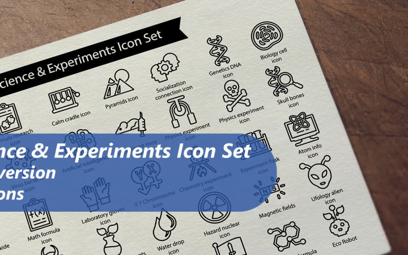 Набор линейных иконок «Научные эксперименты»