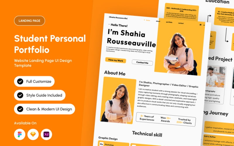 Shahia - Student Personlig Portfolio Landningssida