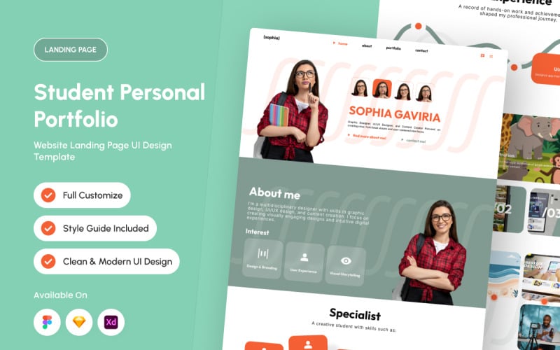 Sophia - Page d'accueil du portfolio personnel de l'étudiante