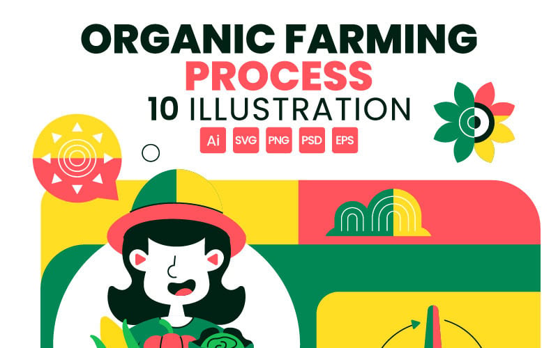 10 Illustration av ekologisk odlingsprocess