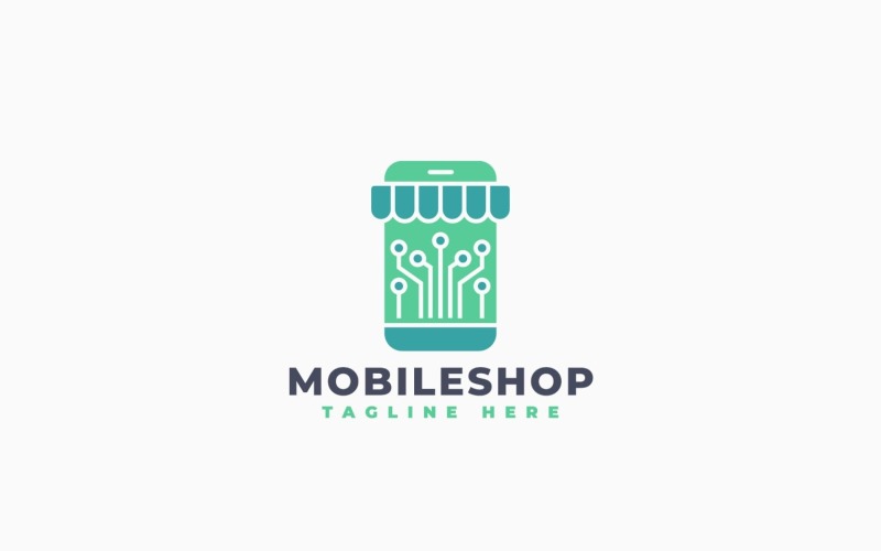 Modello creativo di progettazione del logo del negozio di telefonia mobile