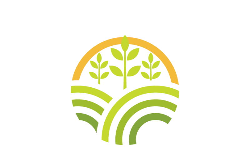 Modello di logo per l'agricoltura moderna per aziende agricole sostenibili
