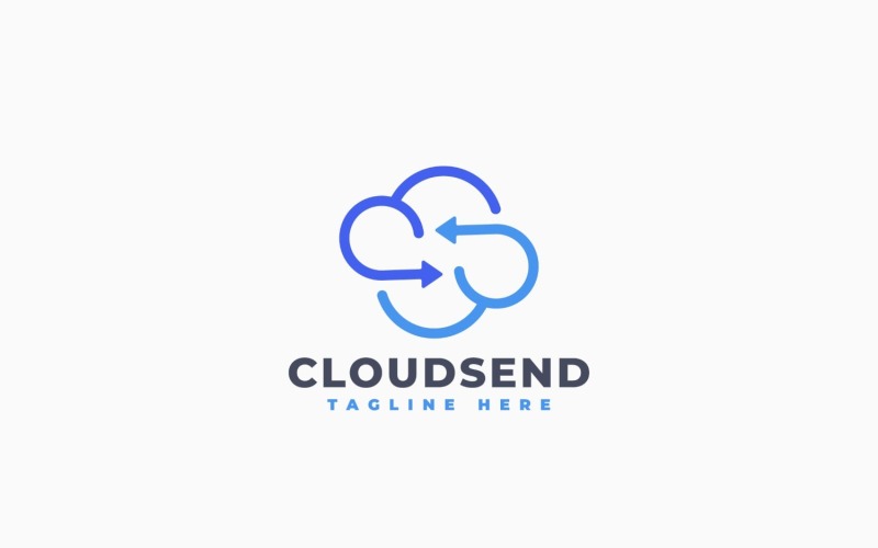Modello minimalista di design del logo di trasferimento cloud