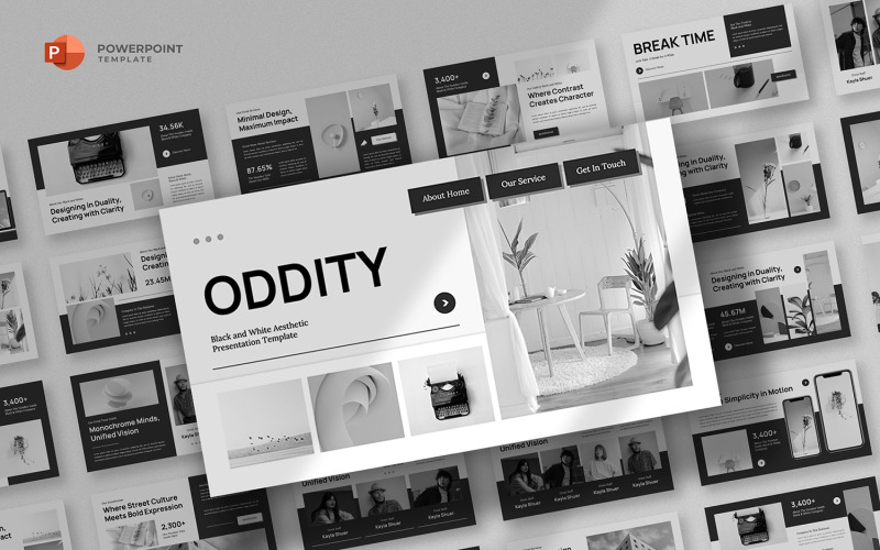 Oddity - Modello di PowerPoint in bianco e nero