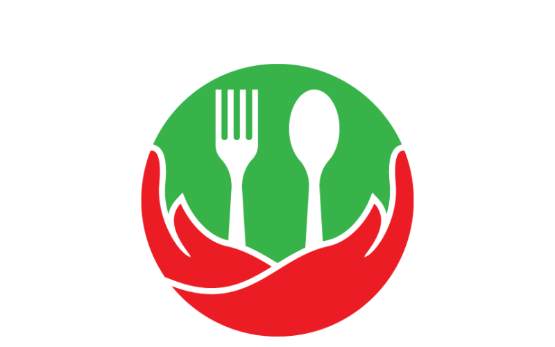 Sked- och gaffelsymbol för restauranglogotypmall