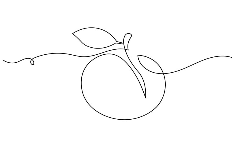 51. Disegno continuo di una mela su sfondo bianco