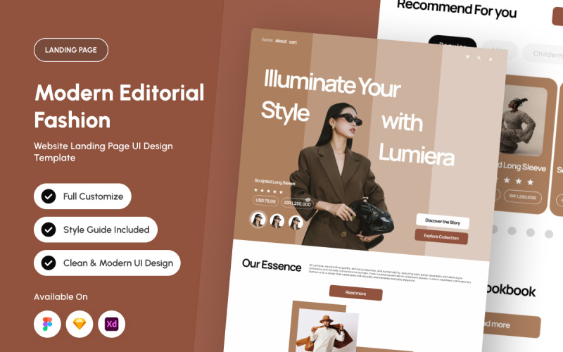 Lumiera - Modern redaktionell modelandningssida