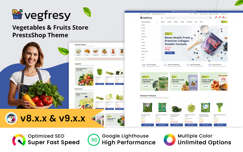 Vegfresy - Bioélelmiszer és Zöldségbolt Prestashop Téma