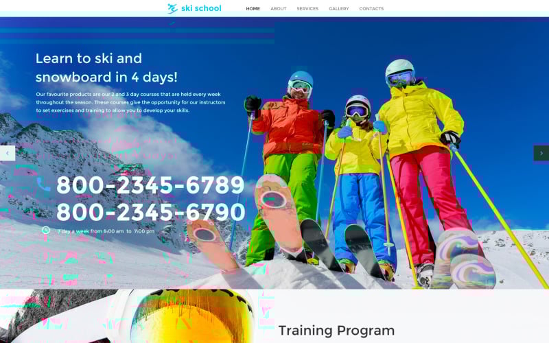 Duyarlı Kayak Web Sitesi Şablonu