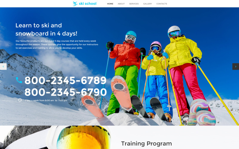 Skifahren Responsive Website-Vorlage