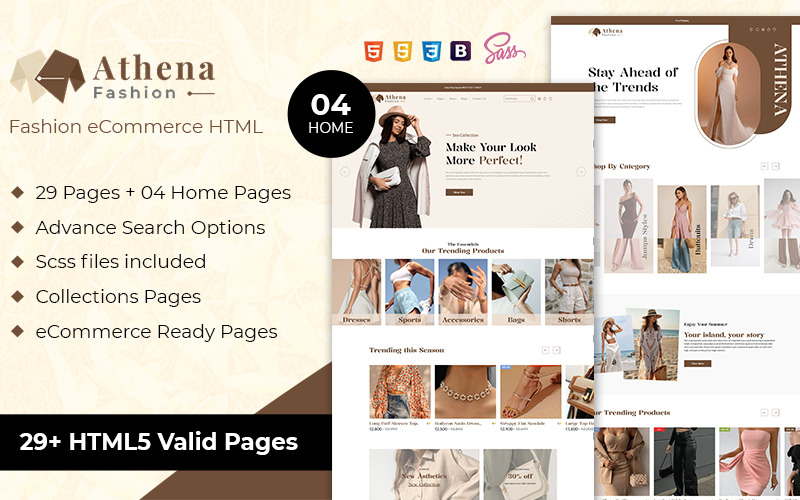 Athena - HTML-sjabloon voor mode-e-commerce