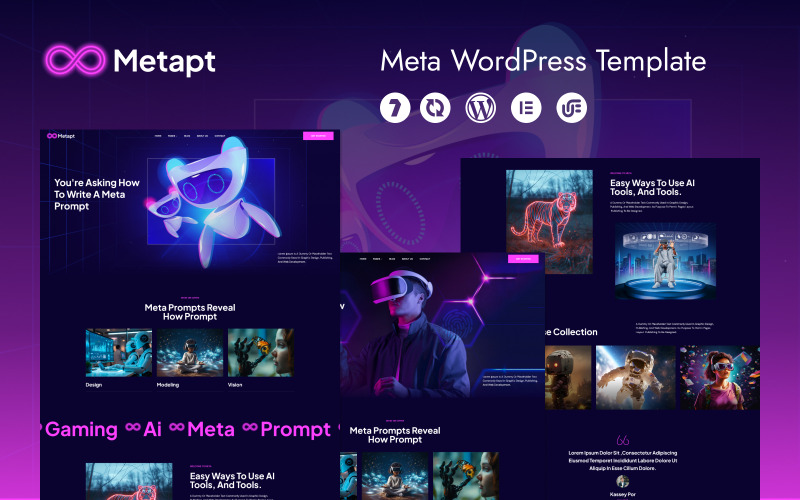 Metapt - šablona WordPress Elementor pro agenturu s umělou inteligencí a technologiemi
