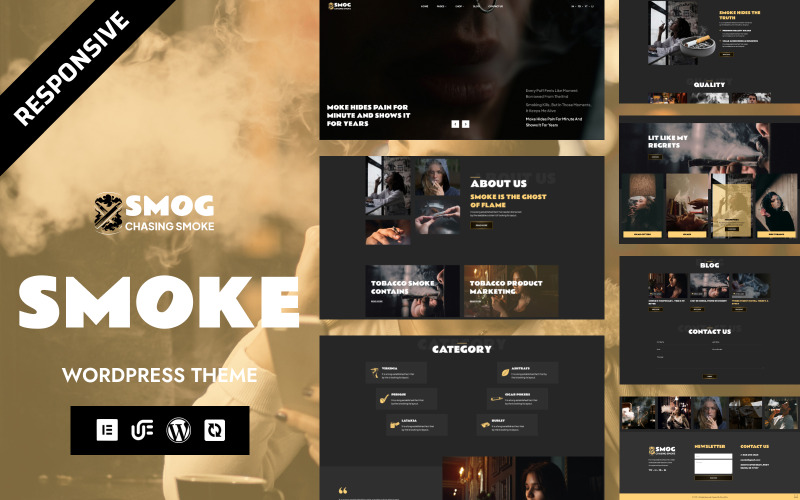 Smog - Doutníky, vodní dýmky a tabák Vape WooCommerce WordPress Elementor šablona