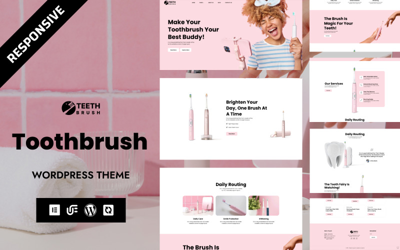 牙刷 - SmileBrush 口腔卫生和牙科产品 WordPress 模板