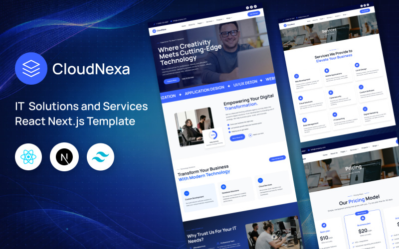 CloudNexa - Modèle React Next.js pour solutions et services informatiques
